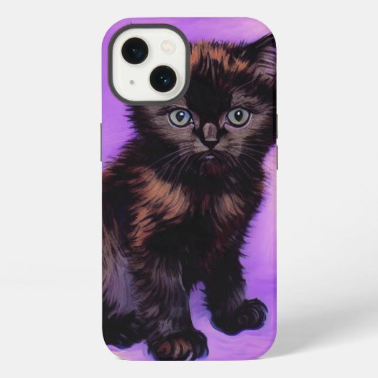 Etui iPhone 13 Chat Violet de Style Van Gogh (Verso)
