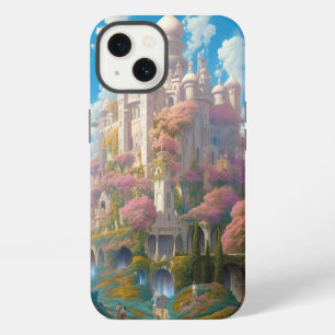 Etui iPhone 13 Château de Conte de Fées Rose Blanc Or Art Fantast