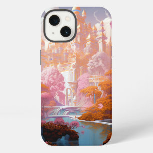 Etui iPhone 13 Château de Conte de Fées Rose Blanc Or Art Fantast