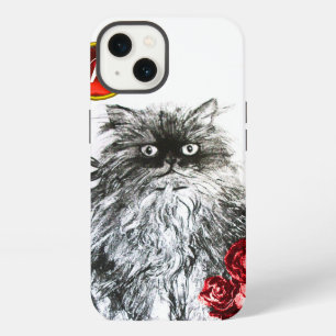 ETUI iPhone 13  CHATON, CHATON AVEC MONOGRAMME DE GEMME AUX ROSES 