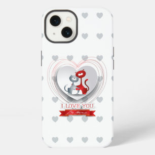 Etui iPhone 13 Chats amoureux avec cœur