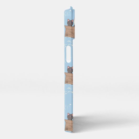 Etui iPhone 13 Chats en boîte et gouttes de lait sur bleu (Côté droit)