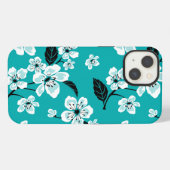 ETUI iPhone 13  CHERRY BLOSSOM - SAKURA (TURQUOISE) (Verso Horizontal)