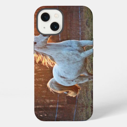 Etui iPhone 13 Cheval arabe gris (Verso)