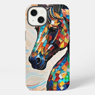 Etui iPhone 13 Cheval en mosaïque de verre multicolore 15