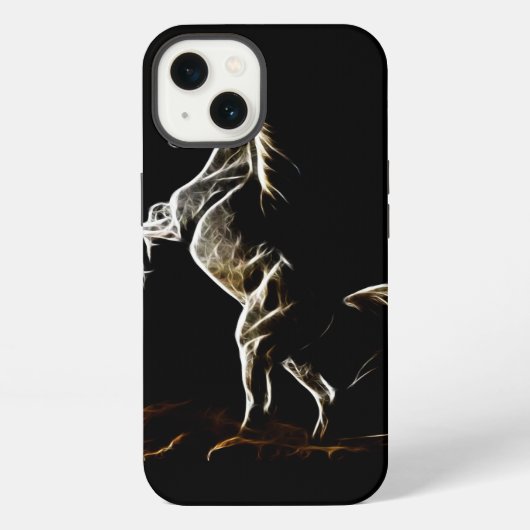 Etui iPhone 13 Cheval fractal blanc (Verso)