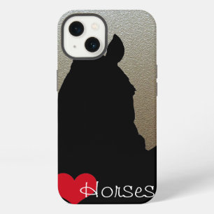 Etui iPhone 13 Chevaux de cœur I (métal doré)