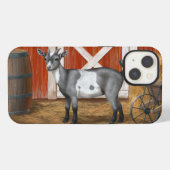 Etui iPhone 13 Chèvre tachetée gris mou (Verso Horizontal)