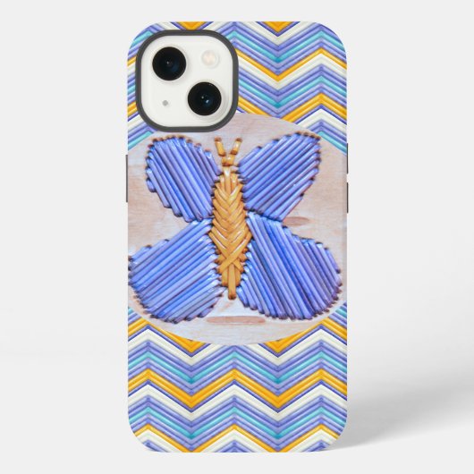Etui iPhone 13 Chevron bleu (Verso)