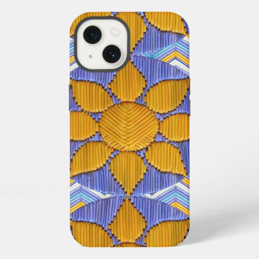 Etui iPhone 13 Chevron bleu de Tri Sunflower (Verso)