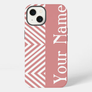 Etui iPhone 13 Chevron Diamant Rose avec nom @ Emporiomoffa