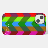 Etui iPhone 13 Chevron Zigzag personnalisé Monogramme 3 (Verso Horizontal)