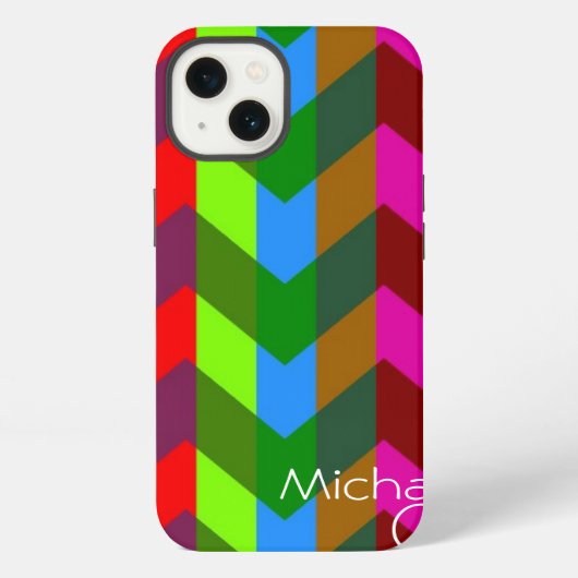 Etui iPhone 13 Chevron Zigzag personnalisé Monogramme 3 (Verso)