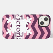Etui iPhone 13 Chevrons d'orchidée givrés violets avec flocon de (Verso Horizontal)