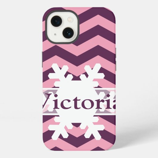 Etui iPhone 13 Chevrons d'orchidée givrés violets avec flocon de (Verso)
