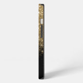 Etui iPhone 13 Chic Monogramme Pailleté Or & Noir (Côté gauche)