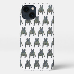 Etui iPhone 13 Chien mignon Français Grille Silhouette Chien blan