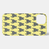 Etui iPhone 13 Chien mignon Français Grille Silhouette Chien Jaun (Verso Horizontal)
