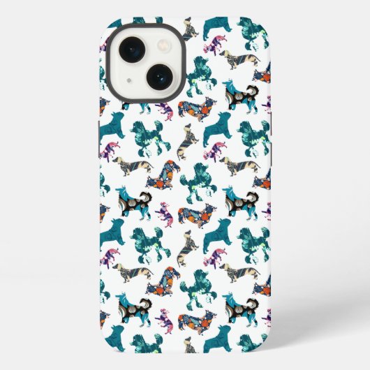 Etui iPhone 13 Chiens Floraux (Verso)