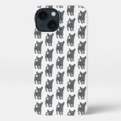 Etui iPhone 13 Chihuahua Cute Chien Grille Silhouette Blanc (Verso)