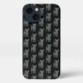 Etui iPhone 13 Chihuahua Cute Chien Grille Silhouette Noir (Verso)