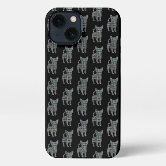 Etui iPhone 13 Chihuahua Cute Chien Grille Silhouette Noir (Verso)