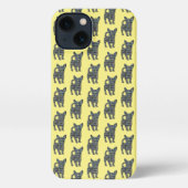 Etui iPhone 13 Chihuahua mignon Chien silhouette Grille jaune (Verso)