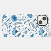 Etui iPhone 13 Chinoiserie Blue Echinacea Pattern (Verso Horizontal)
