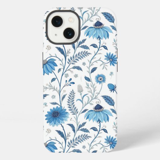 Etui iPhone 13 Chinoiserie Blue Echinacea Pattern (Verso)