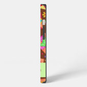 Etui iPhone 13 Chocolat Brown Green Patchwork Quilt Block Art (Côté gauche)