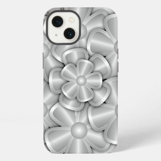 Etui iPhone 13 Chrome Flowers - Boîtier Silver Case-Mate pour iPh (Verso)