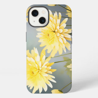 Etui iPhone 13 Chrysanthèmes D'Aquarelle Sur Un pré Jaune Clair