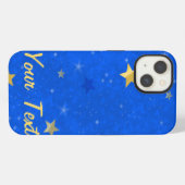 Etui iPhone 13 Ciel Bleu Étoiles Dorées (Verso Horizontal)