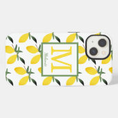 Etui iPhone 13 Citrus citron Nom du monogramme (Verso Horizontal)