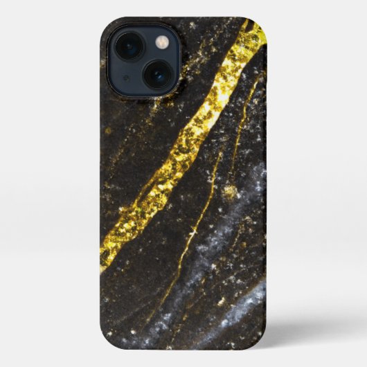 Etui iPhone 13 Clé brillante or noir chic abstrait (Verso)