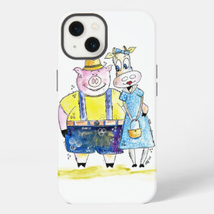 Etui iPhone 13 Cochon et vache blanc mignon