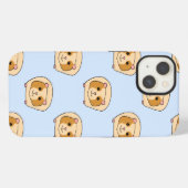 Etui iPhone 13 Cochons d'Inde sur fond bleu. (Verso Horizontal)