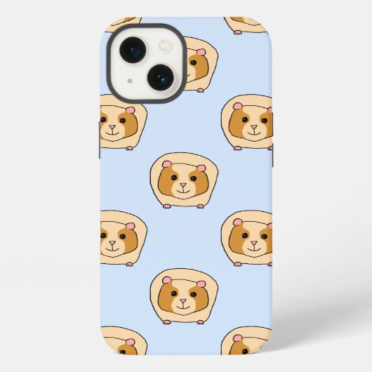 Etui iPhone 13 Cochons d'Inde sur fond bleu. (Verso)