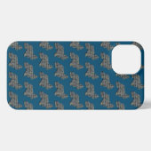 Etui iPhone 13 Cocker Spaniel Chien Cute Silhouette Grille Bleu (Verso Horizontal)