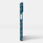 Etui iPhone 13 Cocker Spaniel Chien Cute Silhouette Grille Bleu (Côté droit)
