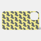 Etui iPhone 13 Cocker Spaniel Chien Cute Silhouette Grille Jaune (Verso Horizontal)
