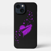 Etui iPhone 13 Coeur arc-en-ciel pourpre avec étoiles (Verso)