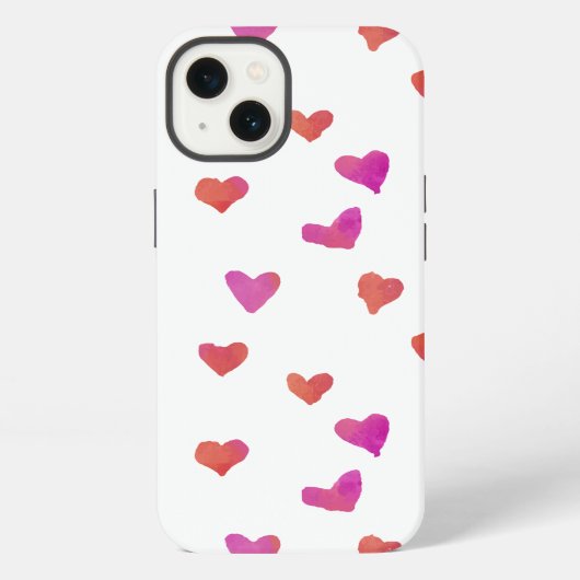 Etui iPhone 13 Coeurs aquarelle (Verso)