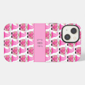 Etui iPhone 13 Cœurs de gnomes roses monogramme bois mignon  (Verso Horizontal)