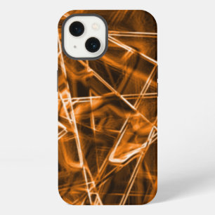 Etui iPhone 13 coins carrés et taches "néon" orange