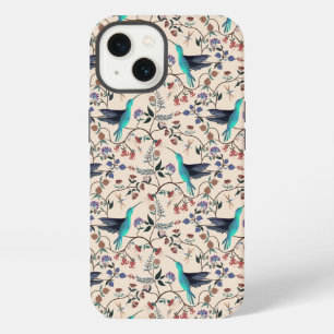 Etui iPhone 13 Colibris botaniques de style William Morris