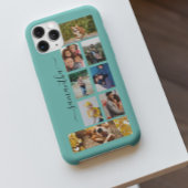 Etui iPhone 13 Collage de photos calligraphie monogramme nom scri