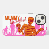 Etui iPhone 13 Collection de timbres Halloween "Mummy Unleashed" (Verso Horizontal)