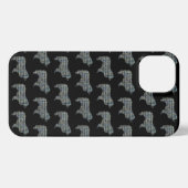 Etui iPhone 13 Collie Rough Chien Cute Silhouette Grille Noire (Verso Horizontal)