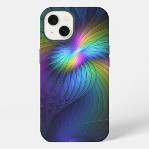 Etui iPhone 13 Coloré Avec Un Art Fractal Abstrait Moderne Bleu